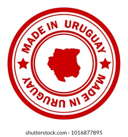Red stamp made in with map of Uruguay