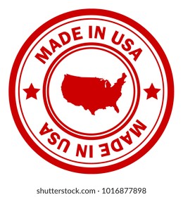 Red stamp made in with map of USA