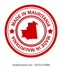 Red stamp made in with of Mauritania