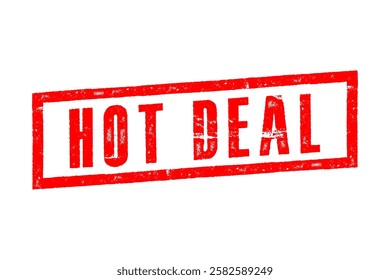 Red “Hot Deal” stamp on white background, perfect for sales and promotional campaigns.