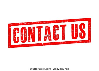 Red “Contact Us” stamp on white background, ideal for customer service or business communication.