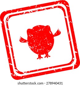 Red stamp with owl sign isolated on white vector red rubber stamp