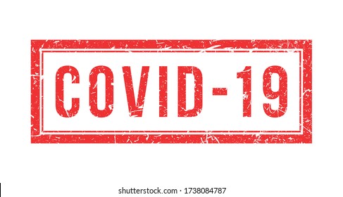 red stamp, rectangle with the inscription COVID-19