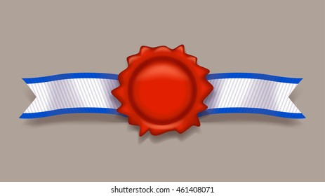 red stamp with ribbon