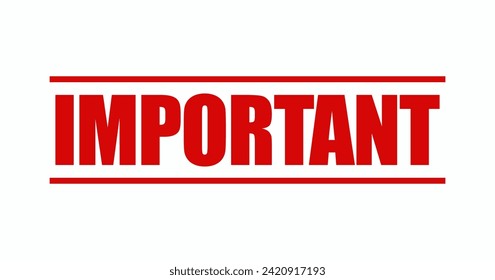 The red stamp says IMPORTANT, a red horizontal stamp on a white background, with two red lines at the top and bottom of the text.