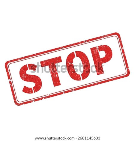 Red stamp with the single imperative word 'stop' is shown.
