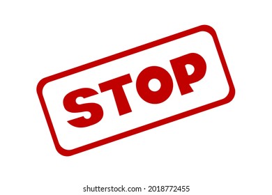 Red Stamp With Stop Text on a white background