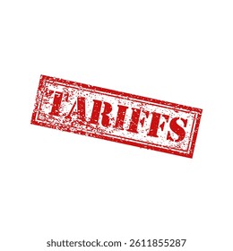 red stamp style tariffs text. Illustration vector