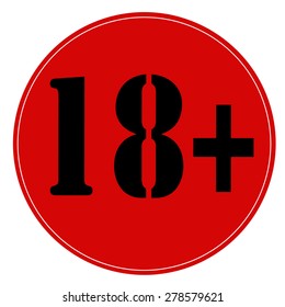 Red stamp with text 18+ age sign,vector illustration