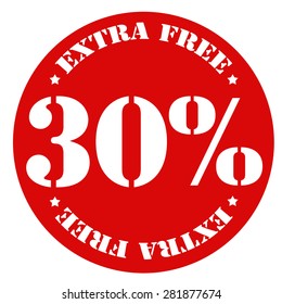 Red stamp with text 30% Extra Free,vector illustration