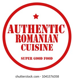 Red stamp with text Authentic Romanian Cuisine,vector illustration