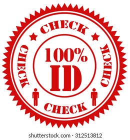 Red stamp with text Check 100% ID,vector illustration