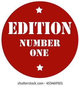 Red stamp with text Edition Number One,vector illustration