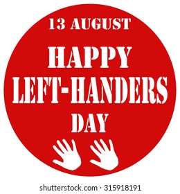 Red stamp with text Happy Left-Handers Day,vector illustration