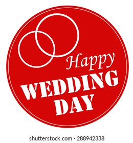 Red stamp with text Happy Wedding Day,vector illustration