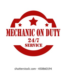 Red stamp with text Mechanic On Duty,vector illustration