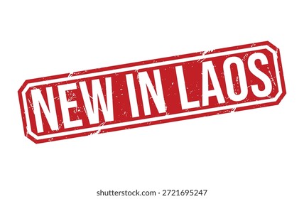 Texto de sello rojo Nuevo en Laos con bordes angustiados blanco
