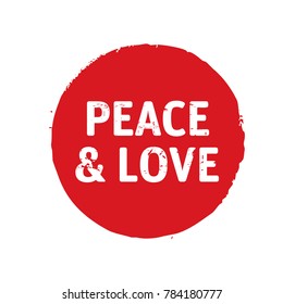 Red stamp with text peace & love. Vector Illustration.