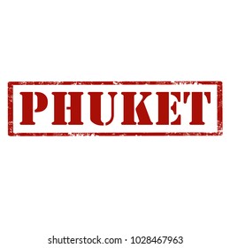 Red stamp with text Phuket (province of Thailand),vector illustration