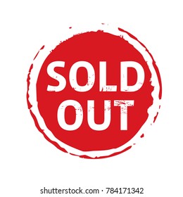 Red stamp with text SOLD OUT. Vector Illustration.