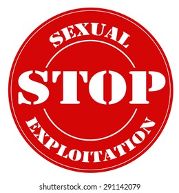 Red stamp with text Stop Sexual Exploitation,vector illustration