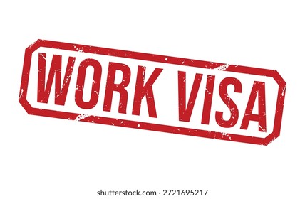 Visa de trabajo de texto de sello rojo sobre fondo blanco