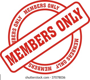 red stamp in vector format with the word members only