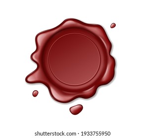 Red Stamp Wax Seal Approval Sign, Sealing Retro Label Isolated On White Background. Quality Guarantee And Elite Label. Realistic Vector Illustration