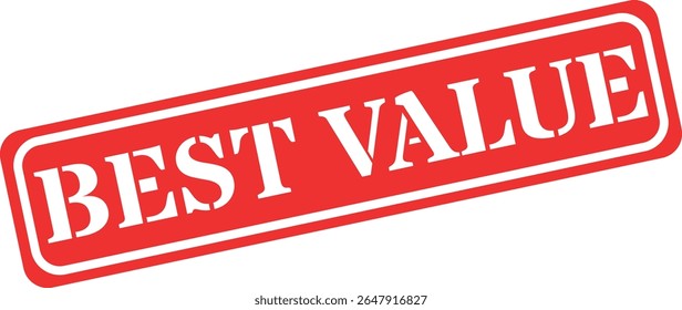 Red stamp with white text declaring best value