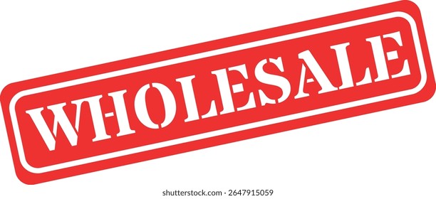 Sello rojo con texto blanco que indica las transacciones comerciales al por mayor
