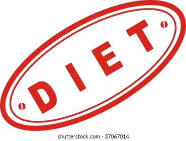 red stamp with the word diet