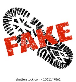 Red stamp with the word fake on the sole. Vector illustration