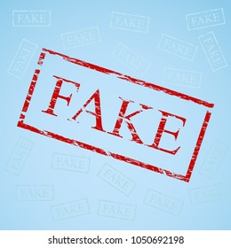 Red stamp with word fake. Vector illustration