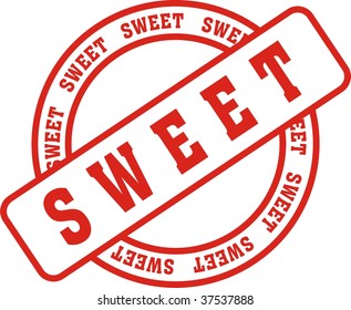 red stamp with the word sweet