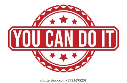 Sello rojo con texto y estrellas motivacionales