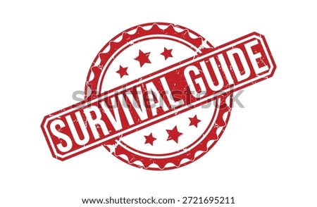 Red Stamped Survival Guide Text with Stars Background