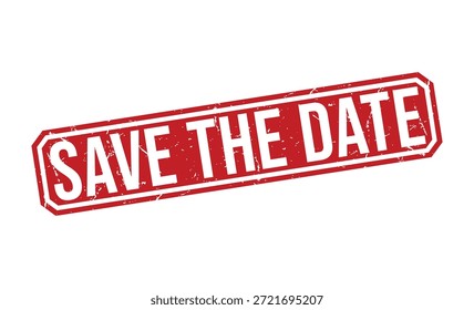 Red Stamped Text Save the Date with Distressed Edges
