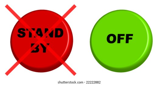 red stand by button with cross over and green off button