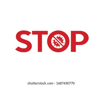 Die rote Standardschriftart mit feinem STOP-Wort auf weißem Hintergrund