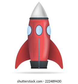 red standing rocket isolated vector object illustration