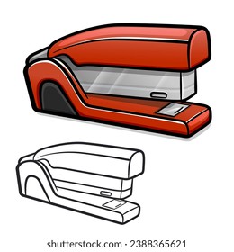 red stapler office cartoon drawing