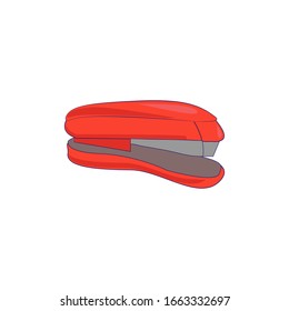 Red stapler on a white background
