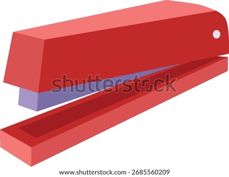 Red Stapler Vector Illustration Office Stationery Supply Work School Essential Tool Isolated