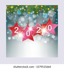 red star 2020 Happy New Year Background
