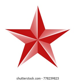 Red star 3d icon isolated on white. Vector illustration for USSR design.