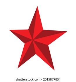 red star 3D on white background vector design