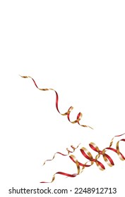 Red Star Art Vector White Background. Abstract Round Pattern. Golden Serpentine Paper Card. Rain Shiny Design.