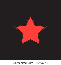 red star banner with a dotted line. black background pattern. abstract grunge texture. vector illustration.