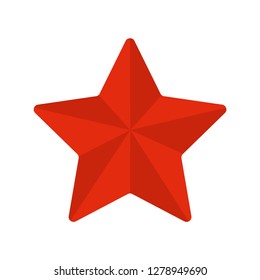 Red star in beautiful 3d style. Holiday card template vector illustration. Red 3d vector star. Xmas holiday greeting card.