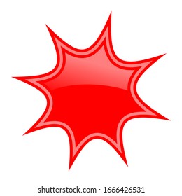 Red star burst icon isolated on white background